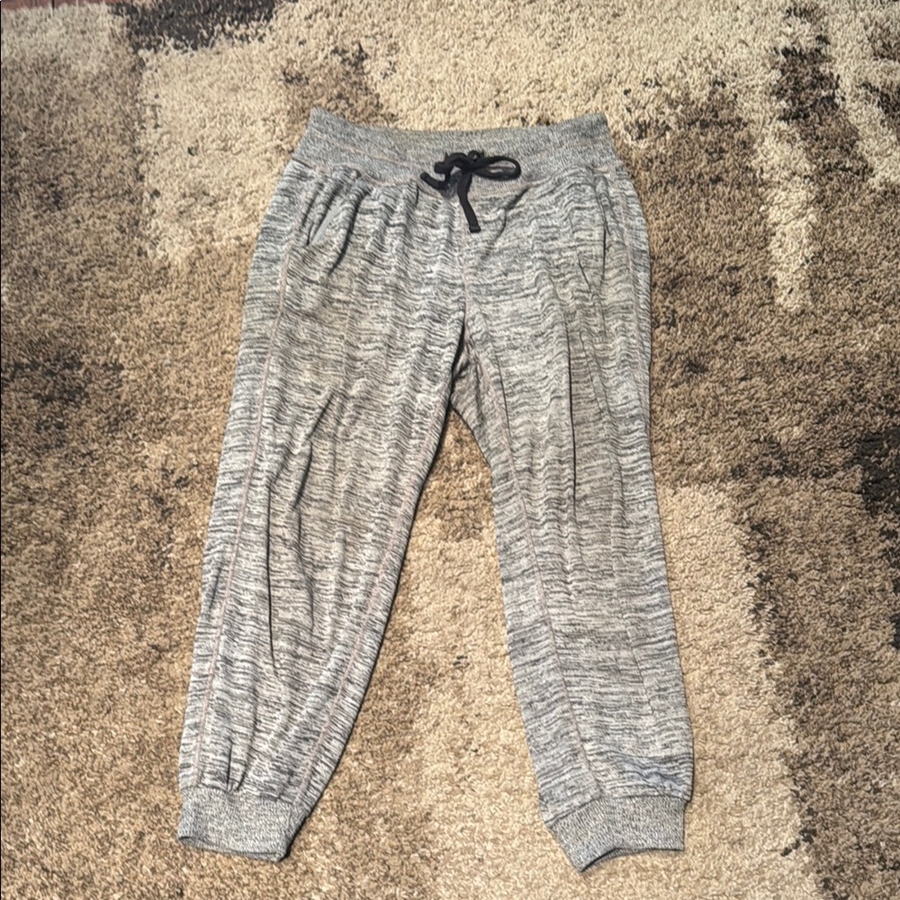Athleta Gray Track Pants with Elastic Waistband and Tapered Legs